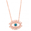 Necklace - Eye with Turquoise Stone & CZ Lashes