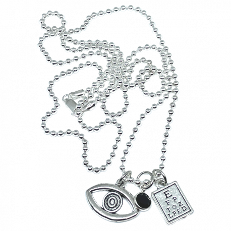 30" Necklace with Eye Chart, Black Swarovski Crystal, & Eye