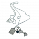 18" Necklace with Glasses, Black Swarovski Crystal Bead, Glasses, & Eye Chartv