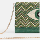 Emerald Eye Embellished Flap Clutch