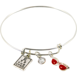 Bracelet with Eye Chart, Swarovski Crystal Bead & Red Glasses