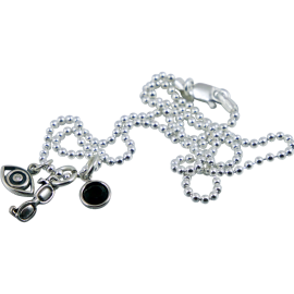18" Necklace with Black Swarovski Crystal Bead, Glasses, & Eye w/ Diamond