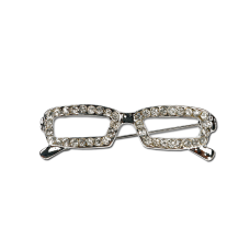 Silver Glasses with Rhinestones Fashion Pin