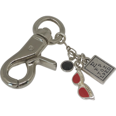 Keychain with Swarovski Crystal Bead, Eye Chart, & Red Glasses